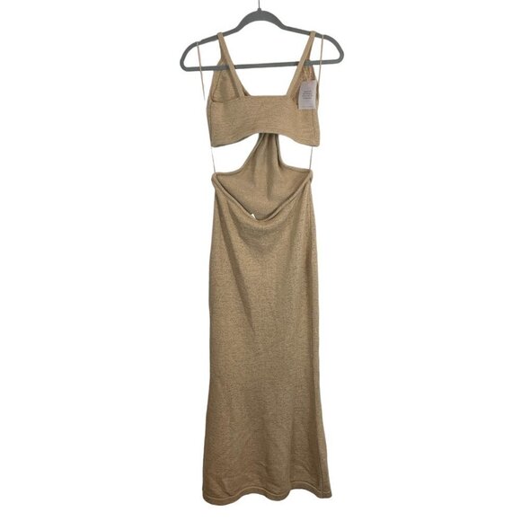 NWT Cult Gaia Serita Center Front Twist Cutout Woven Knit Maxi Dress Sand Size L - Picture 11 of 12